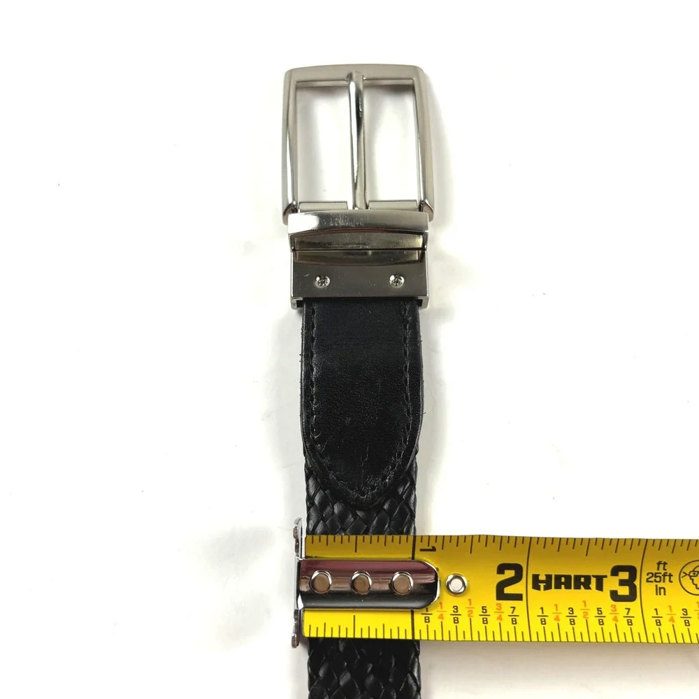 Perry Ellis Braided Belt‎ Mens Size 30-32 Black Woven Leather Business Preppy